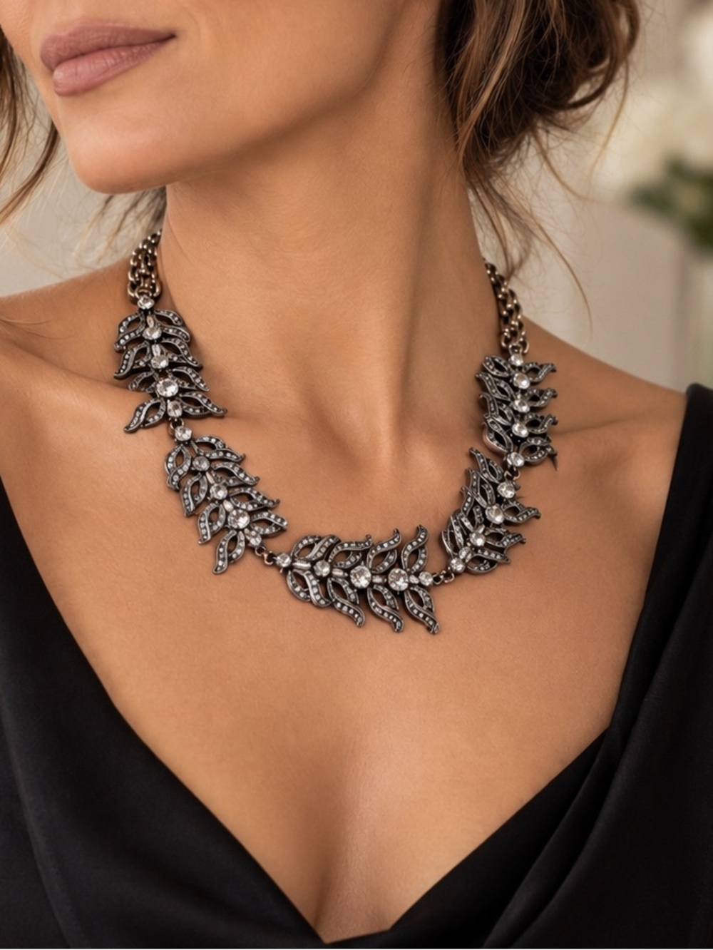 Lulu Frost Crystal Statement Necklace Mixed Metal Estate Find
